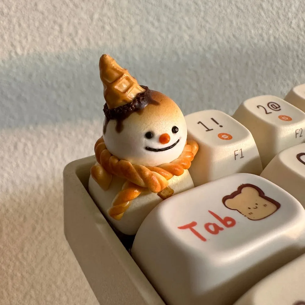 Cute Personality Snowman Keycaps Creative DIY Holiday Keyboard 3D Artisan Keycaps Cross Axis Mechanical Keyboard Custom Keycaps