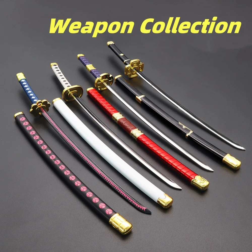 26CM Roronoa Zoro Katana Metal Sword Toy Anime Cosplay Knife Collection Japanese Ninja Samurai Katana Weapon Model Kid Toy Gifts