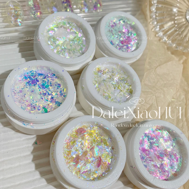 

6Boxes Aurora Opal Nail Chip Glitter Nails Accessories Nail Decoration 3D Nail DIY Nails Nail Salon