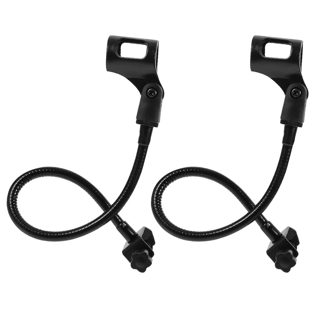 

2pcs Flexible Gooseneck Microphone Holder Adjustable Mic Stand For Broadcasting Podcasting 360 Degree Rotatable Iron Microphone