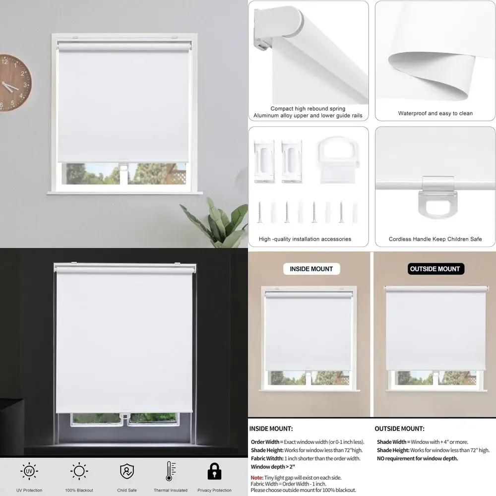 

Беспроводные затемняющие шторы для окон, термоизолированные, простая установка, 36x72, затемняющие помещение для дома и офиса