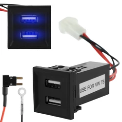 Dual USB Phone Charger Socket Compatible with Transporter T5 2003-2009 Car Charger Power Socket Premium 5V 3A Adapter for Auto