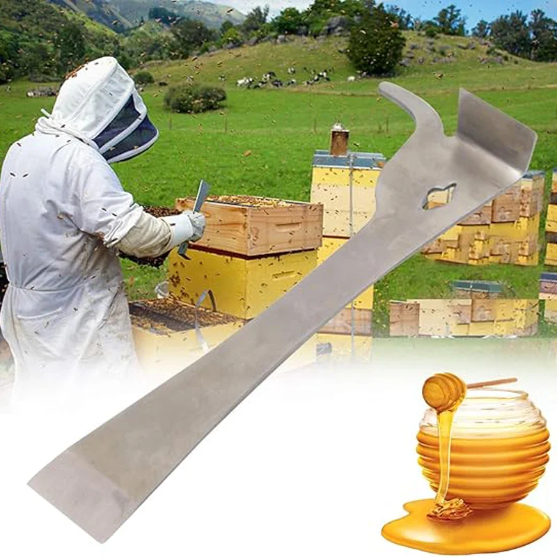 

2PCS Stainless Steel Hive Scraper Tools - J-Hook Beekeeping Kit for Hive Box Cleaning, Durable，Rust-Proof Beekeeper Supplies