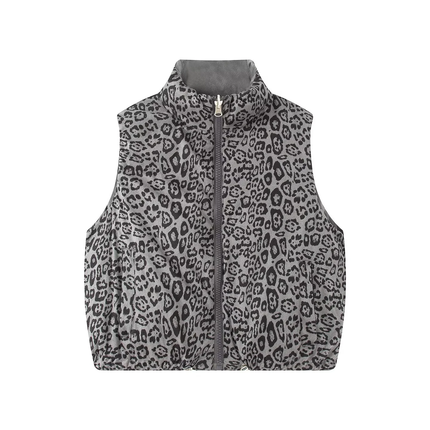 2025 Autumn and Winter New Women's Clothing Design Sense Double-sided Retro Leopard Print Down Cotton Vest Jacket