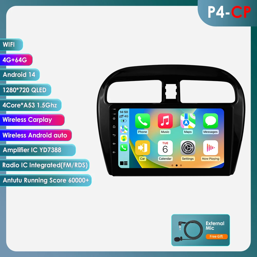 6115 Android Autoradio voor Mitsubishi Space Star Dodge Attitude Mirage 2012-2023 Carplay Android Auto GPS multimedia Speler WIFI