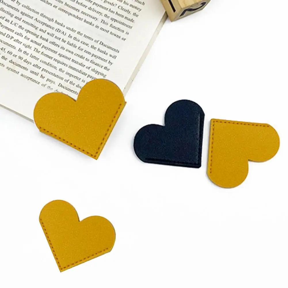 Faux Leather Label Notepad Handmade Heart Shape Faux Leather Bookmarks for Notepads Reading Books 2pcs Label Notepad Labels