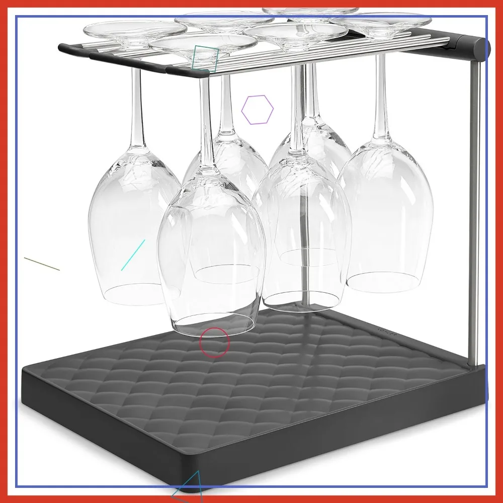 

Folding Wine Glass Drying Rack for 6 Glasses, Space-Saving Organizer with Modern Design