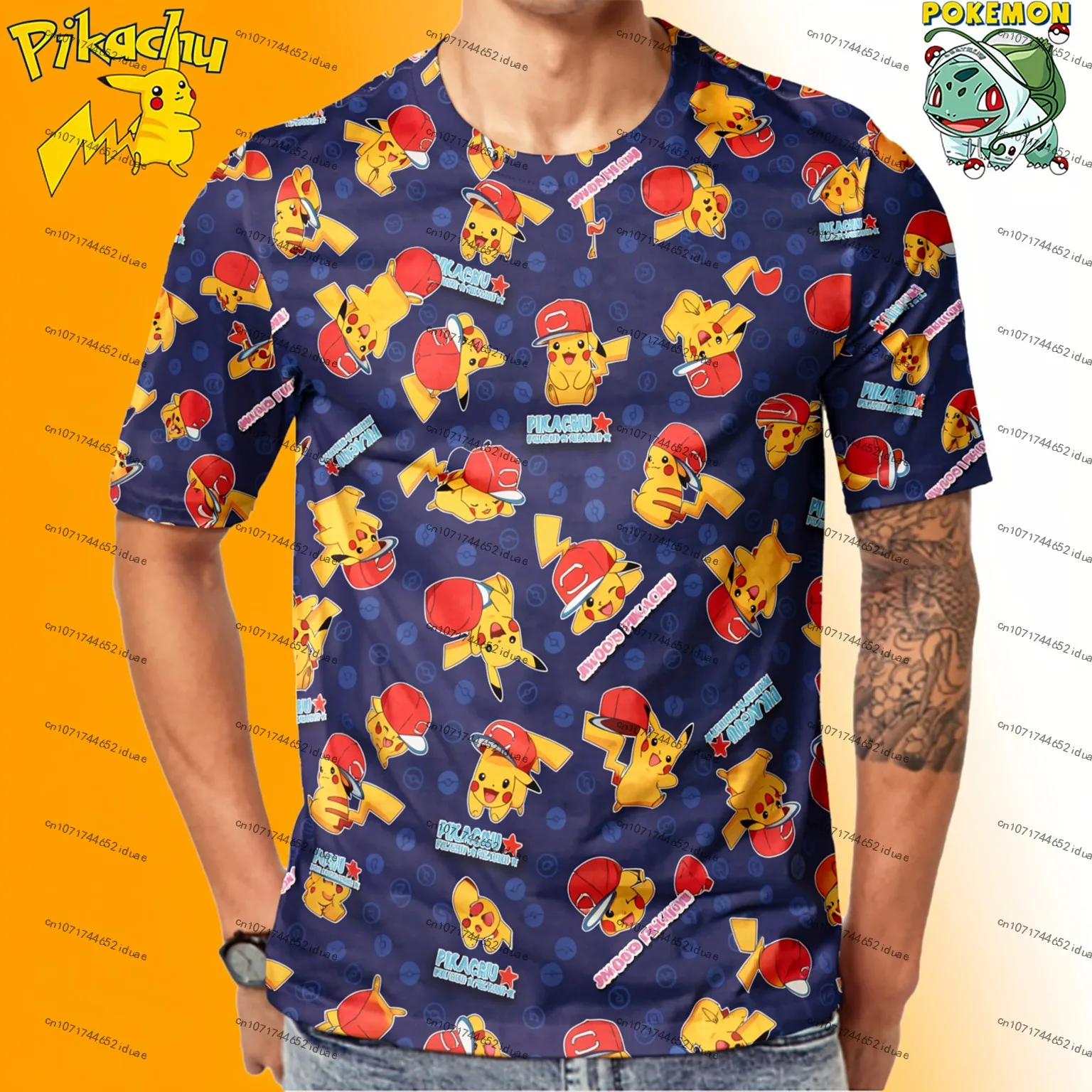 

New Men's Pokemon Print T-Shirts Kawaii Unisex Y2k T-shirt High Quality 110-6XL Anime Streetwear Short Sleeve Tee Harajuku Style