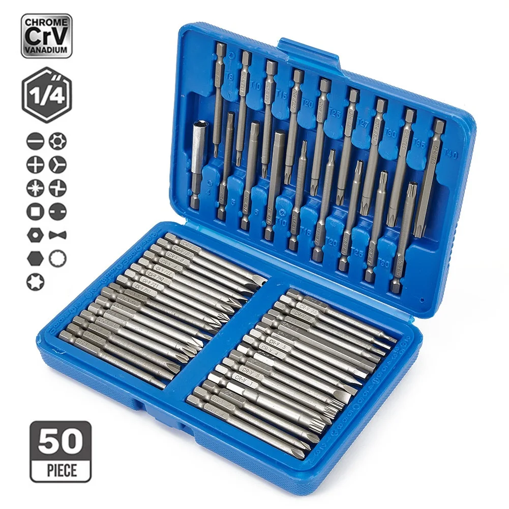 for hi-spec 75mm Screwdriver Bit Set Extra Long Torque Screwdriver Set For Electric Drill Metric Y Triangle T Multi Screwdriver