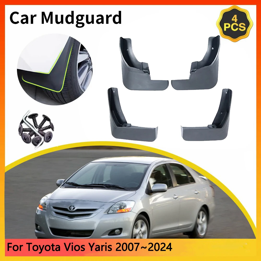 

For Toyota Vios Yaris Belta Ativ Sedan Saloon MK2 MK3 2007~2024 Mudguards Styling Front Rear Mud Flap Splash Guards Cover Fender