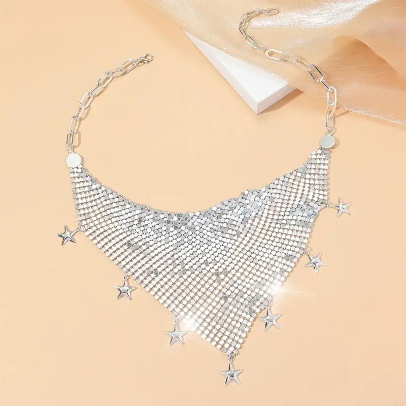 Bling Necklace Scarf Necklace Sequin Neckties Elegant Female Jewelry Ornament 6XDA