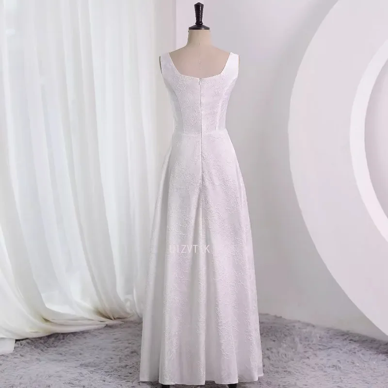 2025 New White Square Collar Wedding Dresses Sexy Women Elegant Luxury Long Party Dress Korean Formal Occasion Dress Vestidos