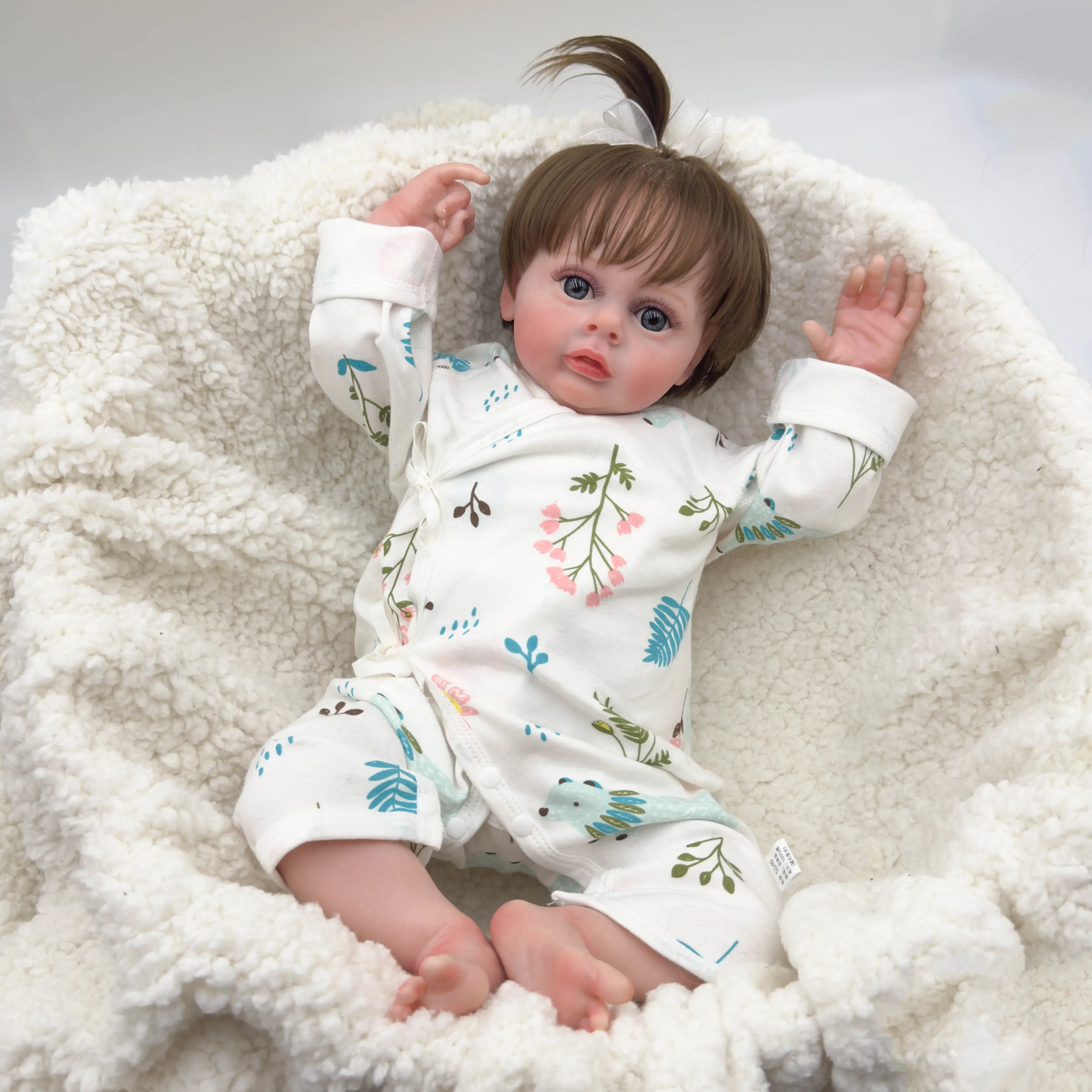 

NPK 19inch Newborn Baby Doll Chole Reborn Baby Boy Size Real Picture Handmade 3D Skin Hand Drawn Hair Visible Veins