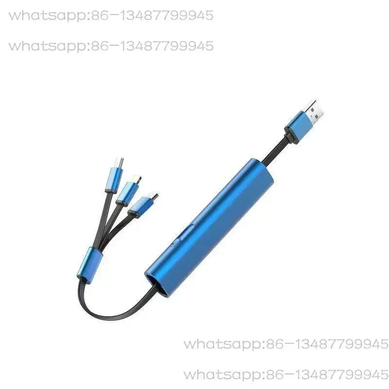 Keychain storage three-in-one mobile phone data cable, suitable for Android metal one-to-three charging cable
