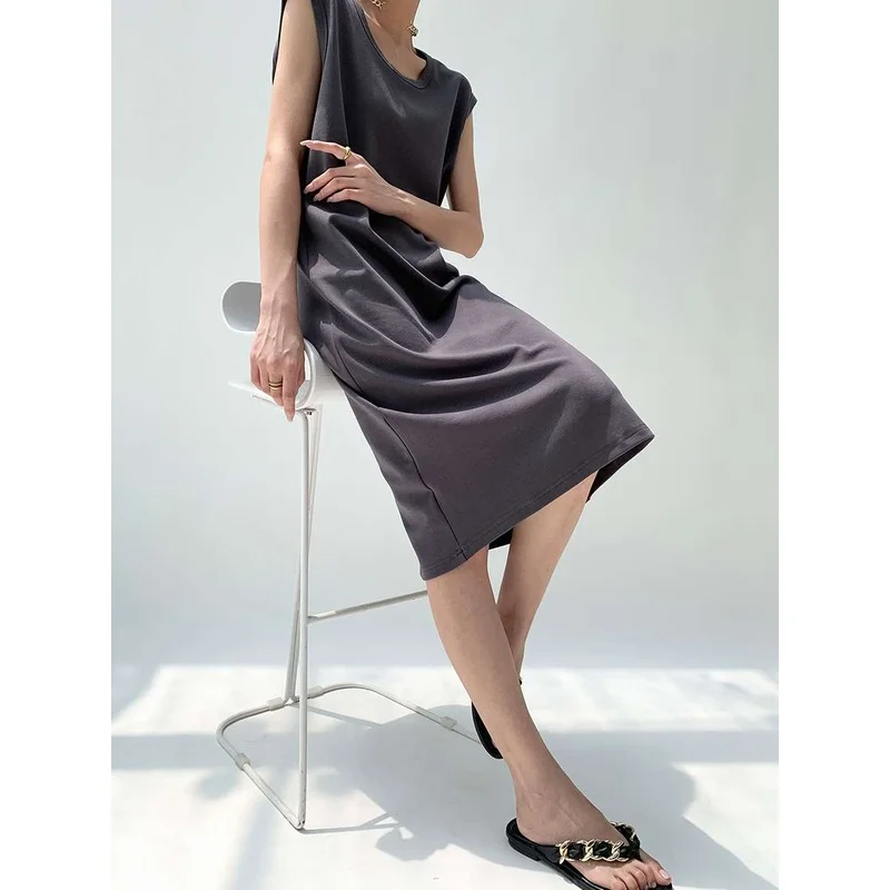 

Summer Women's Commuter Sle Hanging irt Dr High Waist Straight Skirt Cotton Blend Svel V-Ne Ci Walk Dr