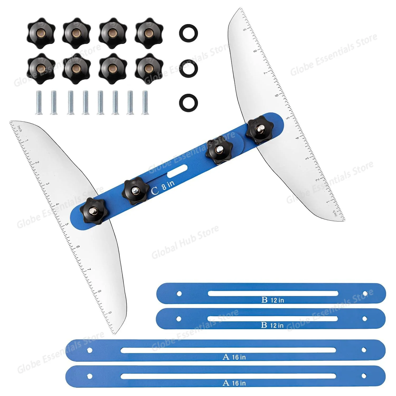 Stair Tread Template Tool Step Measuring Jig with Ruler Angle Aluminum Alloy Flexible Easy Adjustment Stair Gauge Scribe Tool