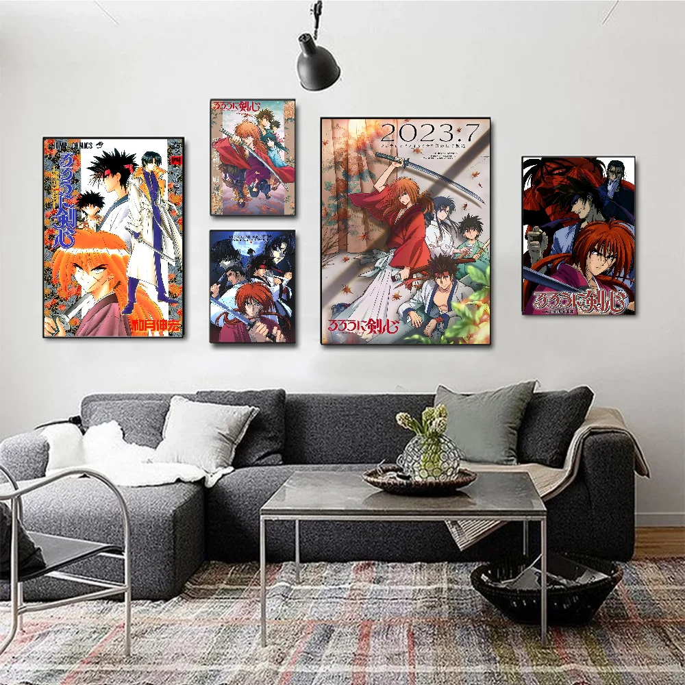 Rurouni Kenshin Anime Good Quality Prints And Posters Vintage Room Home Bar Cafe Decor Aesthetic Art Wall Painting