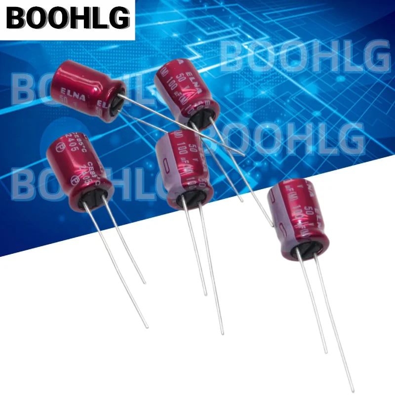 10PCS 100UF 50V Audio Capacitor 50V 100UF 8X12 RA3 Purple Red Robe