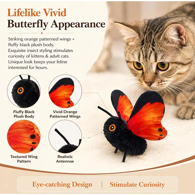 Intelligent Induction Flapping Butterfly Toy Plush Hung Elastic Rope Cat-teasing Stick Fun Training Pet Reaction Ability