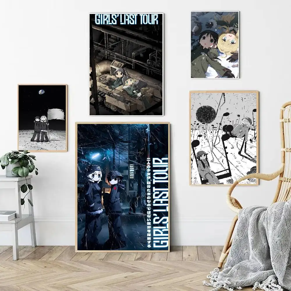 Anime Girls' Last Tour Cartoon Anime Poster Watercolor Art Kids Room Decoration Wall Hanging Painting Kids Gift