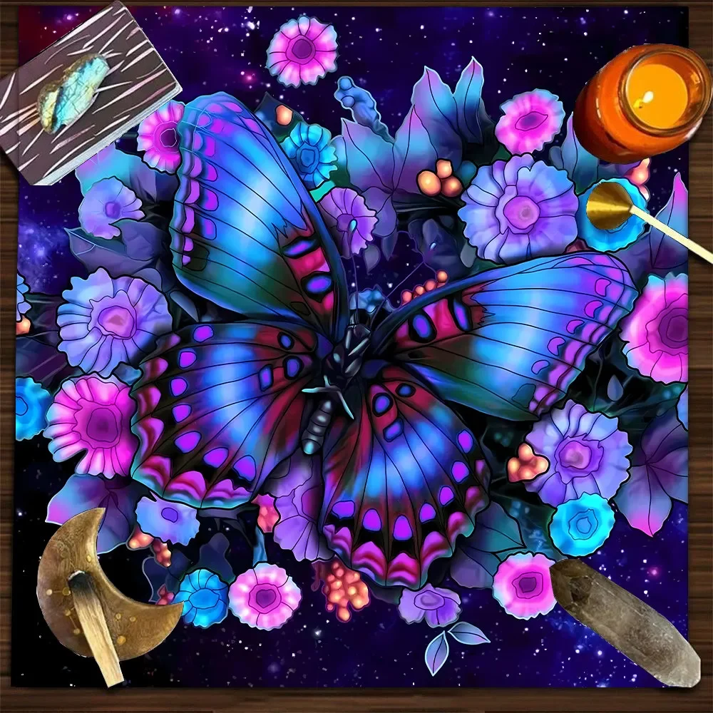 VIKAMA Sun Face Moon Phase Astrology Wheel Tarot Tablecloth Mystical Occult Altar Cloth Divination Mat Durable Home Decor
