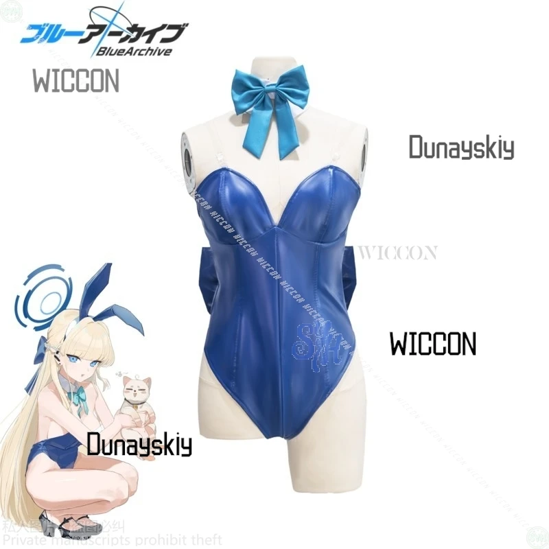 لعبة الأزرق الأرشيف تأثيري اسوما توكي أنيمي زي مثير الأرنب الفتيات جيراي كي البدلة Kawaii الأزرق بذلة القوس كوسبفريه حفلة الهالوين