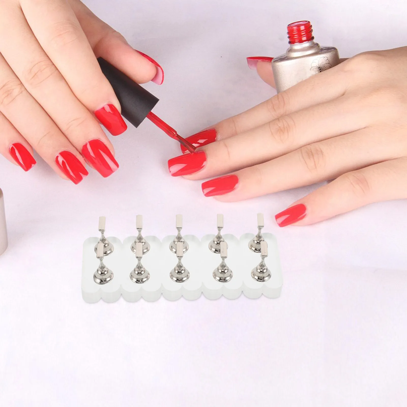 

1Set Nail Practice Display Stand Rectangular Base Nail Art Holder for Salon DIY Training Fingernail Sample Display Rack