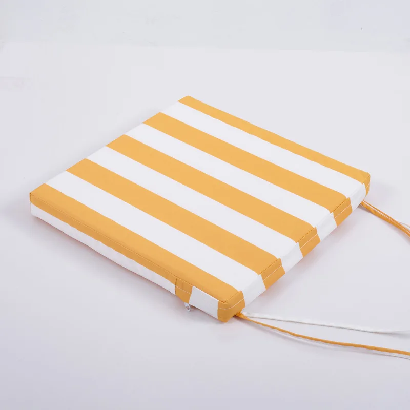 Waterproof Outdoor Garden Cushions Solid Color Square Cushions Striped with Binding Strap for Patio Sofa Chair Seats Decoration