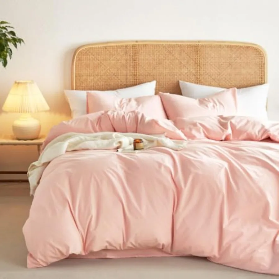 

Cotton Duvet Cover Set Size 100% Washed Cotton Linen Like Textured Breathable Durable Comfy Farmhouse Neutral Bedding Set 3 Pie