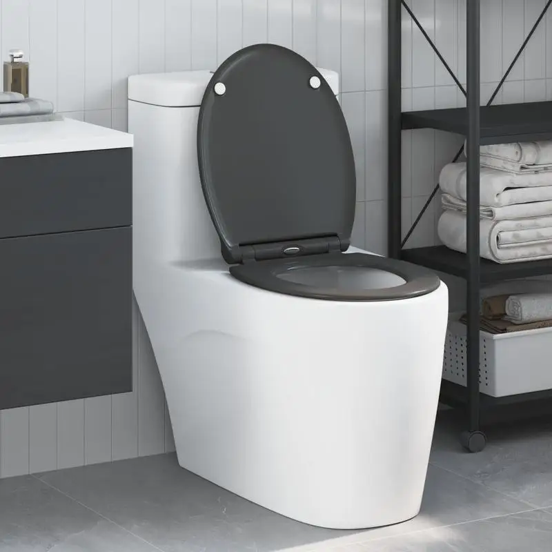 Asiento de inodoro antracita 47 x 37,5 x 3,8 cm de Duroplast, apto para inodoros