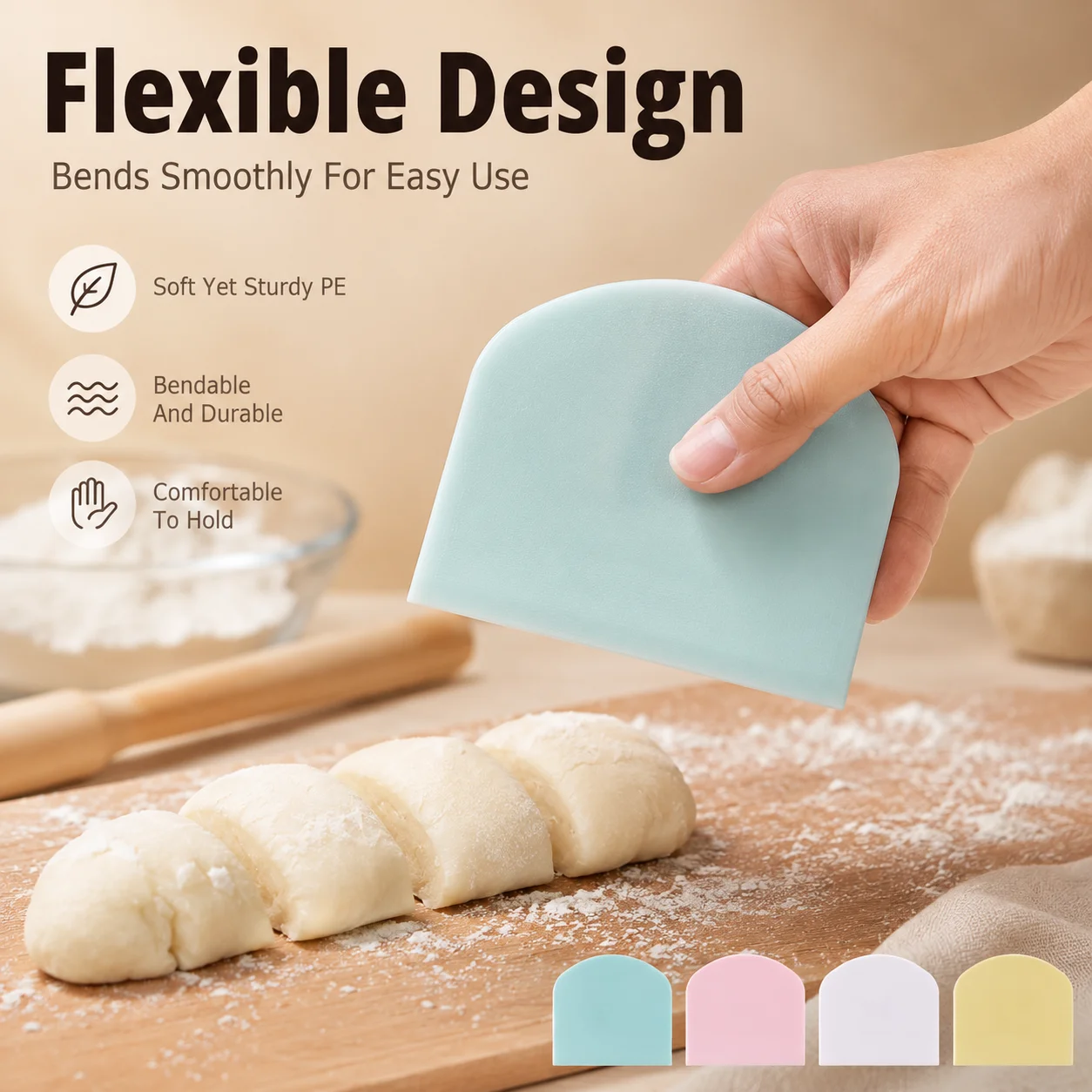 柔軟なPE生地スクレーパー、ベーキングベンチスクレーパー、パ - Dough Scraper Curved のレビューと価格