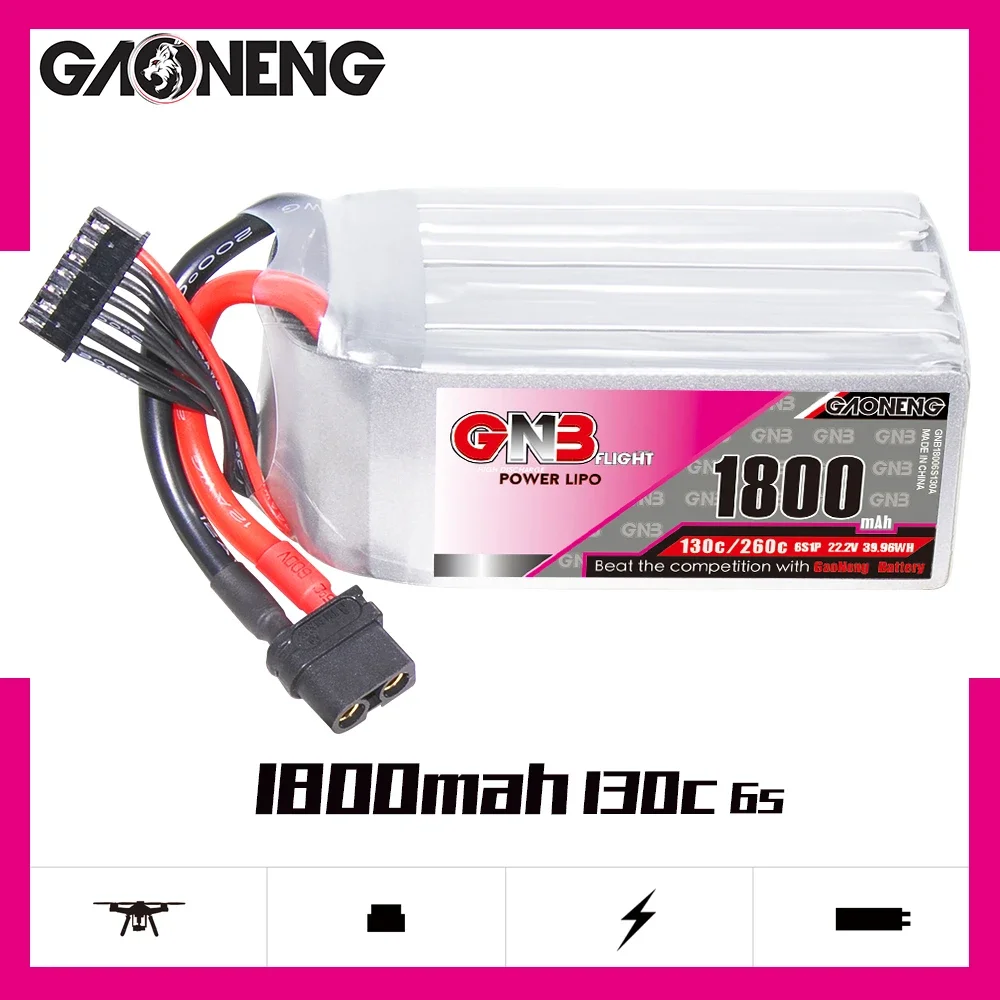 GAONENG GNB 1800mAh 6S 130C 260C 22.2V XT60 LiPo Battery Racing Pilot FPV Airplane Quads QuadCopter HeliCopter Nazgul5