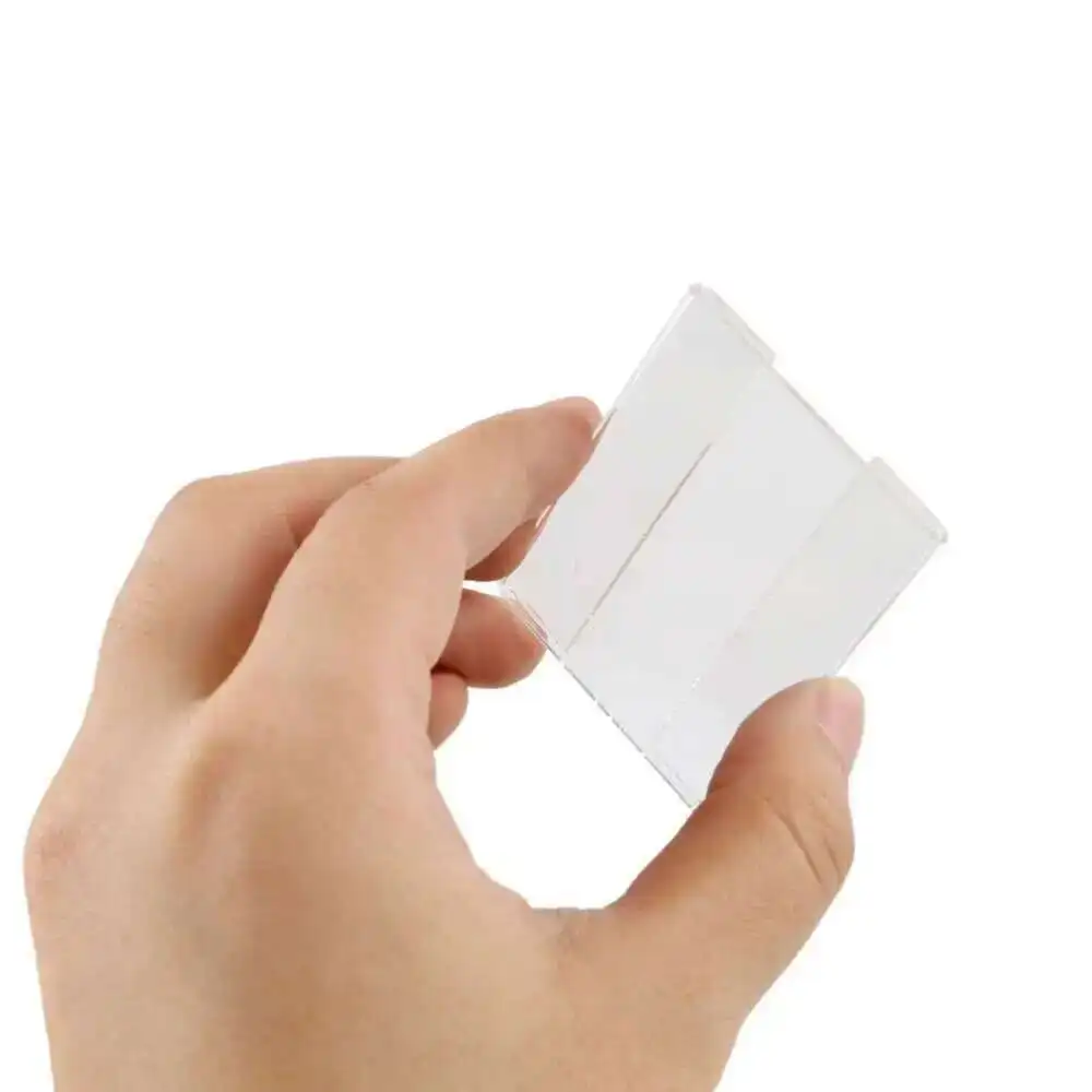 C Shape Acrylic Crystal Clear Price Tag Clip Sign Card Holder Table Desk Top Menu Display Label Racks Info Ticket Frame Flat