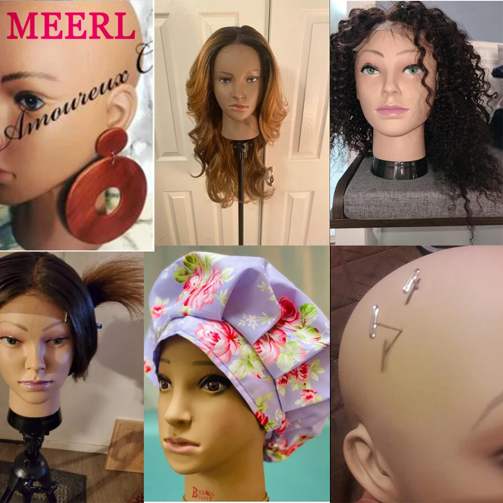 Bald Mannequin Head With Tripod Professional Cosmetology For Wig Making, Display wigs, hairs with Wig Accessories Styling Kit