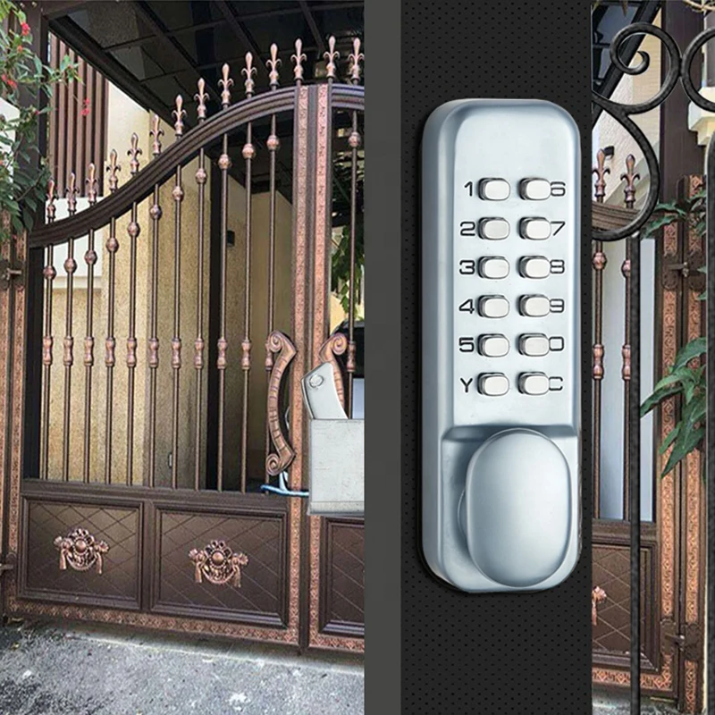 Rainproof Sliding Gate Lock Mechanical Push Button Combination Lock Smart Door Lock