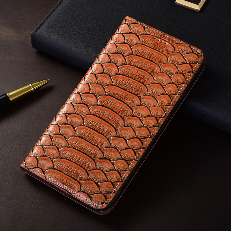 Python Genuine Leather Flip Case For Xiaomi Poco X3 X4 X5 X6 X7 F1 F3 F4 F5 F6 M3 M4 M5 M5S M6 M7 Pro GT Neo Phone Cover Cases