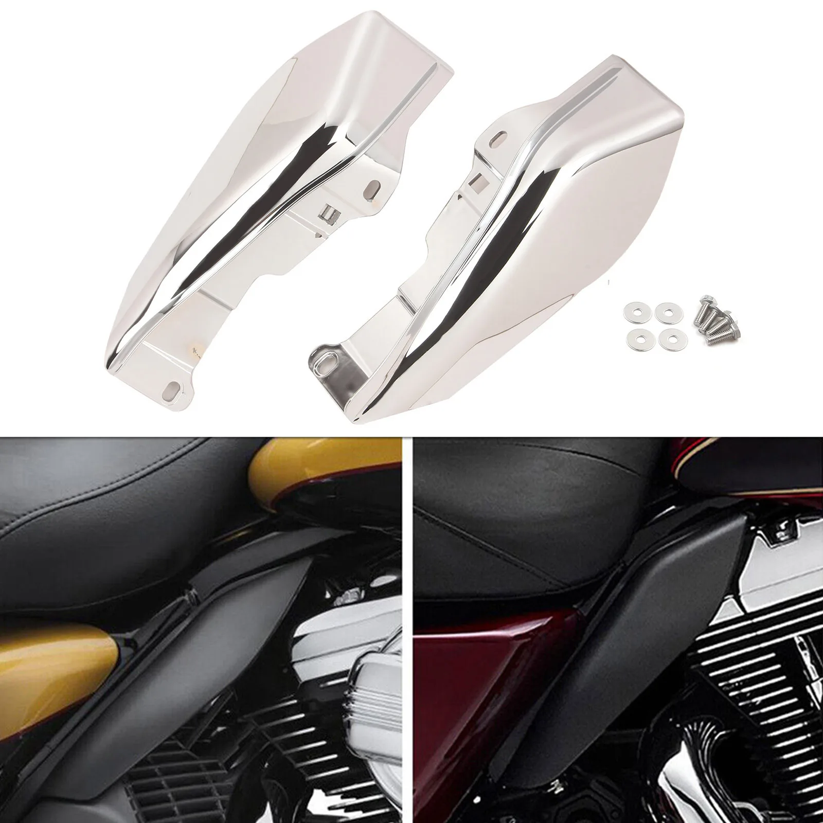 Chrome Heat Shield Mid-Frame Air Deflector Trim Cover for Harley Electra Street Glide