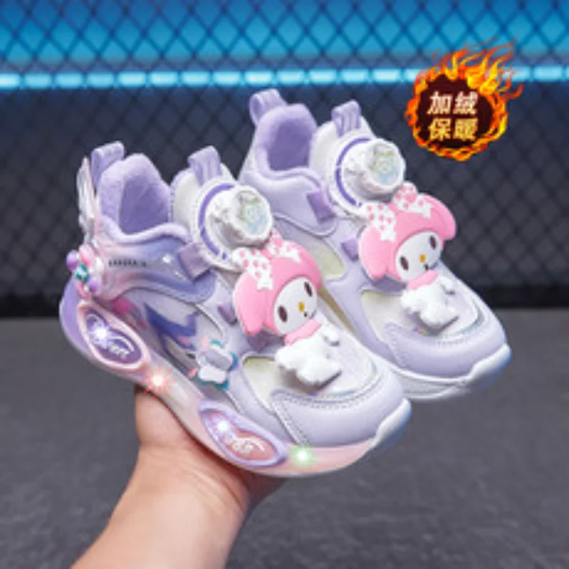 Nuevas zapatillas de deporte informales de dibujos animados de invierno para niños y niñas, zapatillas de tenis Kawaii cálidas de felpa, zapatos ligeros para correr de princesa bonita, zapatos para niños