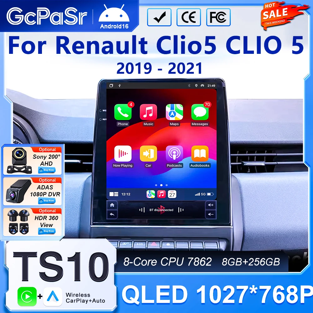 Carplay 9.7 inch Android For Renault Clio5 CLIO 5 2019 2020 2021 Car Multimedia Radio Samochodowe Navigation Bluetooth 2Din DVD