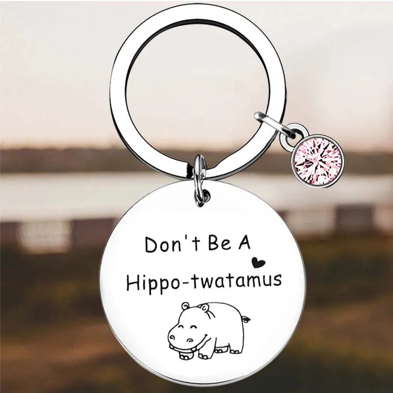 New Hippo Lover Key Chain Ring Hippopotamus Gift keychains pendant Hippo Best Friend Gift