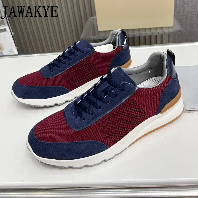 

2023 New Arrival Men's Tennis Shoes Genuine Leather Patchwork Mesh Sneakers Male Driving Shoes Vulcanized Shoes Lux Brand Loafer