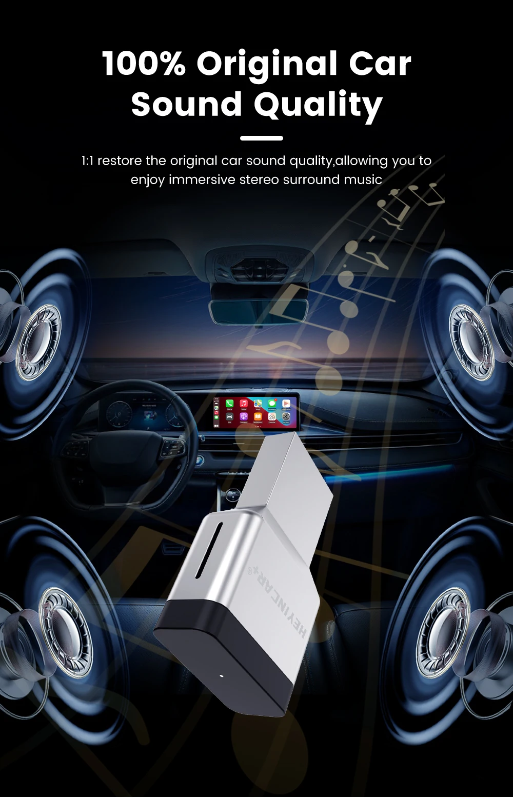 HEYINCAR Mini Air 2-in-1 Kabelloser CarPlay Android Auto Adapter 5,8GHz Plug-and-Play Dongle für Kabelgebundenes Carplay und Android Auto – Detail 10