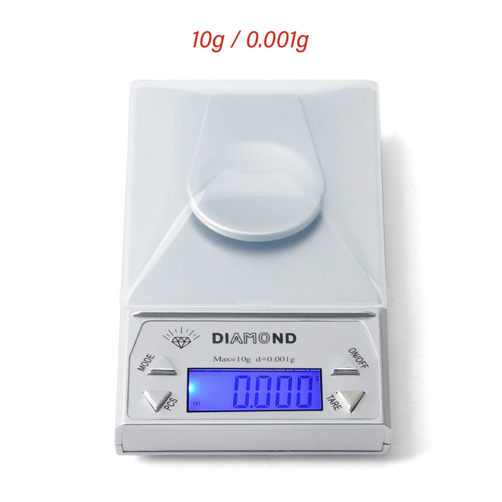 10 g 20 g x 0,001 Mini-Digital-Taschen-Schmuckwaage, hochpräzise Diamant-Edelsteinwaage, elektronische Waage, Standardgewichte im Lieferumfang enthalten