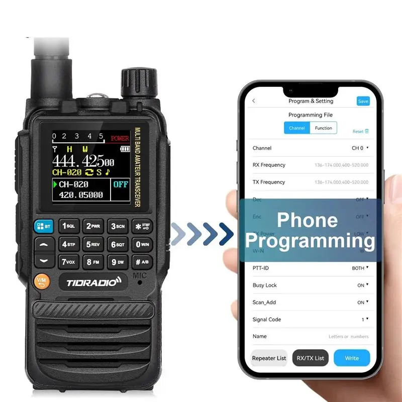 New! H3 Walkie Talkie, Phone APP, Wireless Programming, AM, Long Range, Air Band Radio, Dual PTT, Type-C Programming, Driver