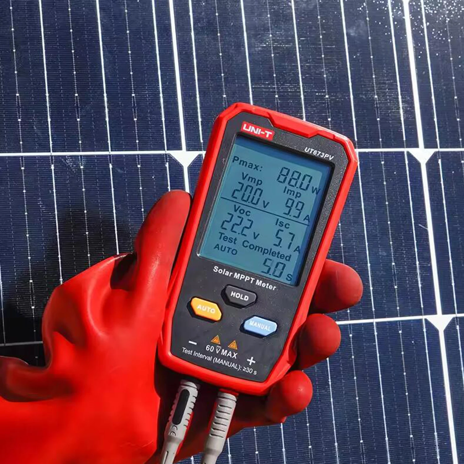 UNI-T UT673PV مقياس MPPT الشمسي؛ قياس جهد الدائرة المفتوحة 12 ~ 60 فولت/اختبار طاقة 800 وات/قياس تيار تحميل 35A