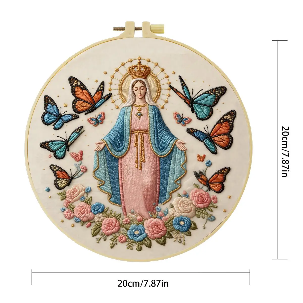 1 Stück 20X20CM/15X15CM 7,87/6,3 Zoll Religiöses Stickerei-Starter-Kit DIY-Kit DIY-Stickerei-Set für Anfänger – Detail 4