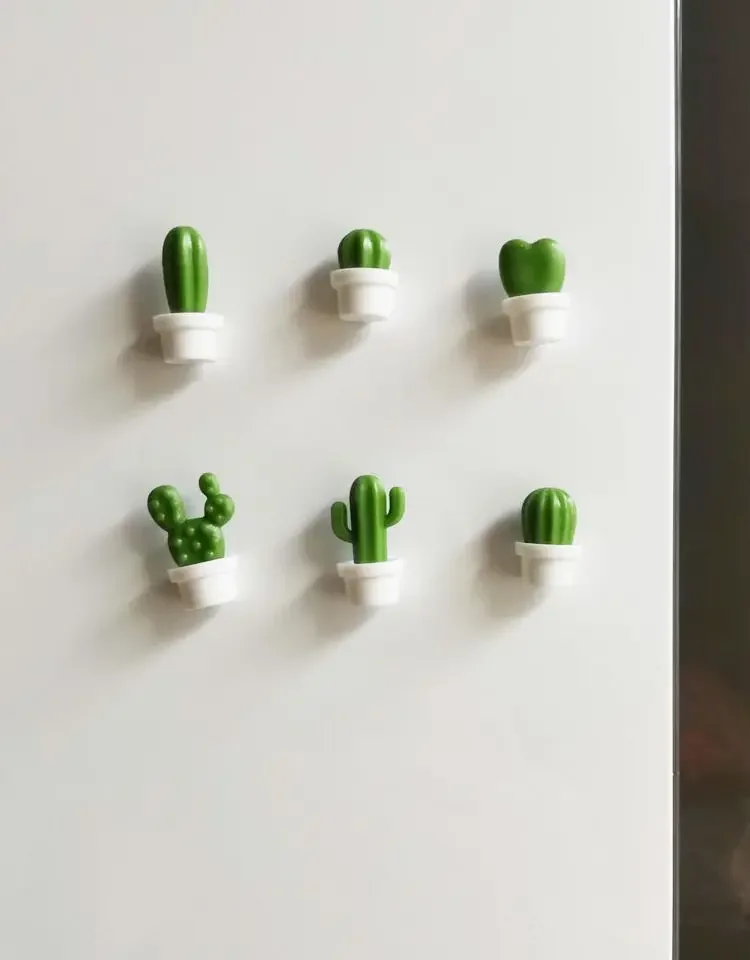 6pcs Cactus Fridge Magnet Refrigerator Magnetic Sticker 3D Cute Succulent Plant Message Board Reminder Home Decoration Kitchen