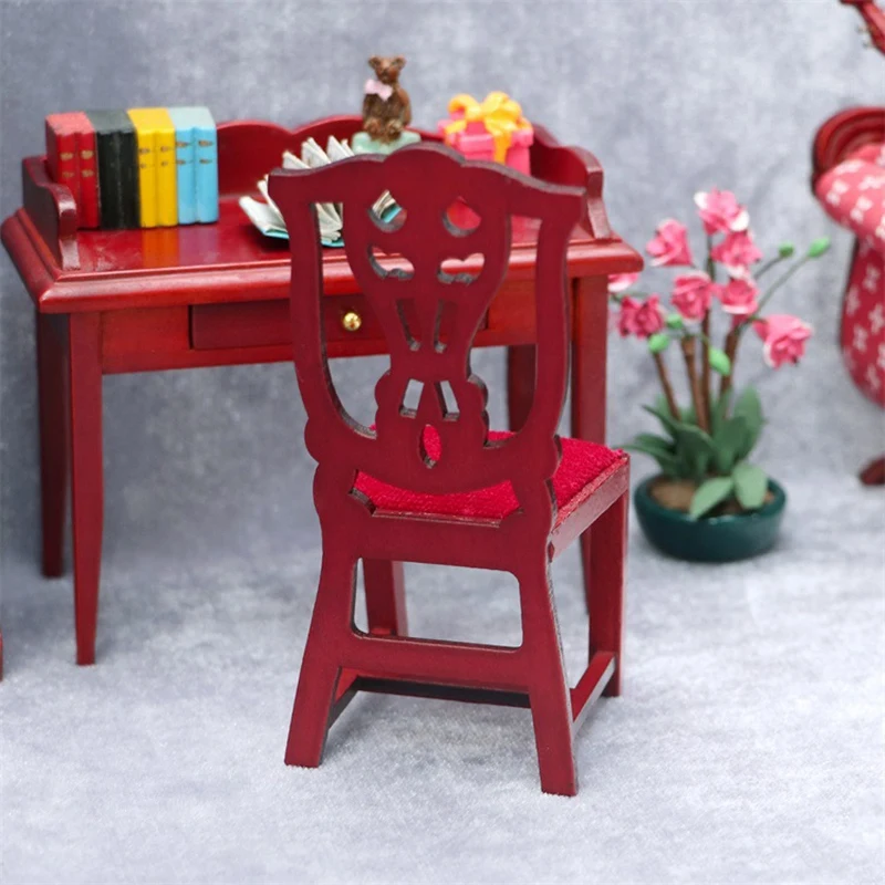 Miniature Chair 1:12 Dollhouse Wooden Furniture Model Set Doll House Simulation Mini Furniture Chair