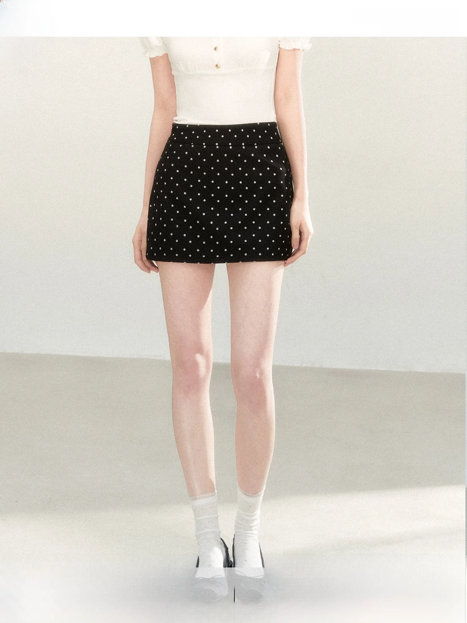 Casual Versatile Polka Dot Short Skirt Slimming Half-length Summer New Style Women's Bodycon Skirt Mid-waist Other Material