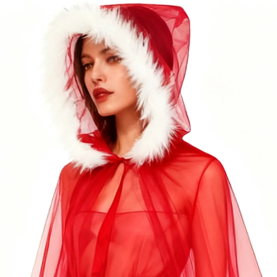 

Красная тюлевая накидка, мягкий праздничный костюм, пончо, рождественская тюлевая накидка, сверкающая накидка Санта-Клауса для праздничной фотографии, Рождества